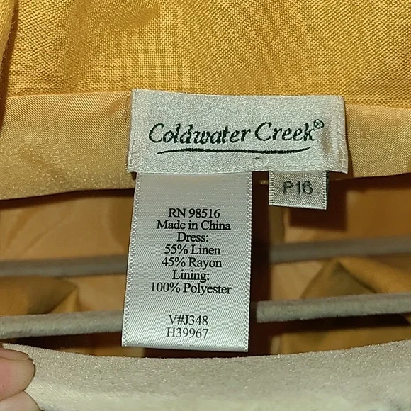 Coldwater Creek Linen blend sleeveless Maxi Dress Modest Button Up Size 16 P - Picture 13 of 16